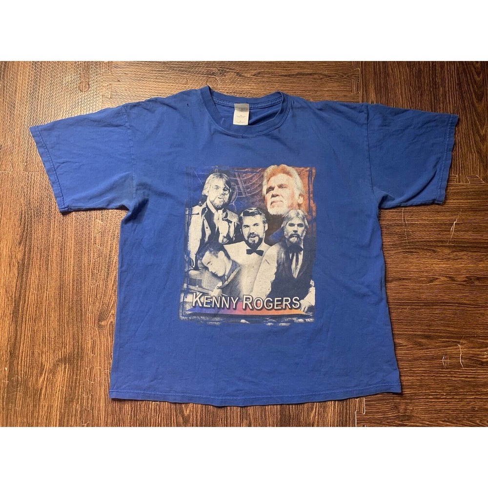 Kenny Rogers Through the Years T Shirt Blue Tee T-Shirt Large XL Country Music